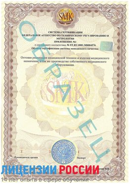 Образец сертификата соответствия (приложение) Геленджик Сертификат ISO 13485